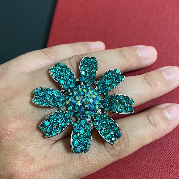 Blue Crystal Flower Exotic Ring main image 1
